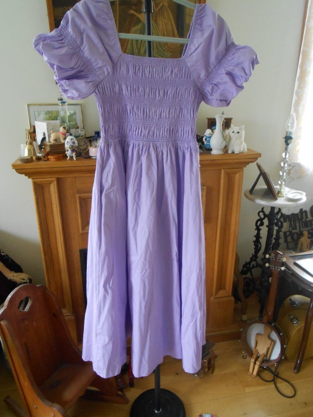 IVY CITY DRESS-MIDI LENGTH-100% COTTON-LISA-SIZE S-LAVENDER-NEW WITH TAGS